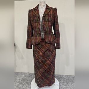 Sandra & Andre Vintage Set Multi Color Tweed Blazer & Pencil Skirt